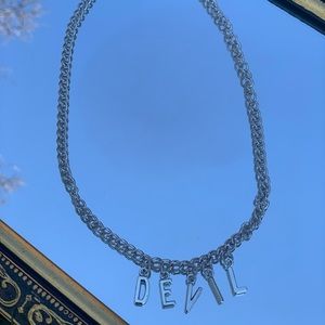 custom handmade “devil” silver chain necklace!
